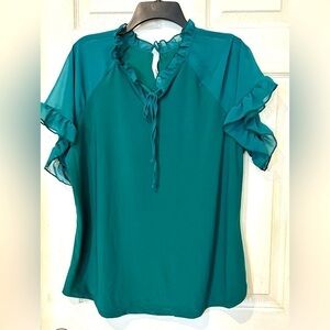NWOT NY Collection Green Knit Blouse Size 1x